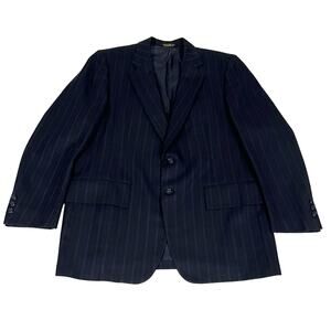 Joshua Trent Vintage Men’s Blazer Suit Jacket Navy Blue Wool Pinstripe 44R FLAW